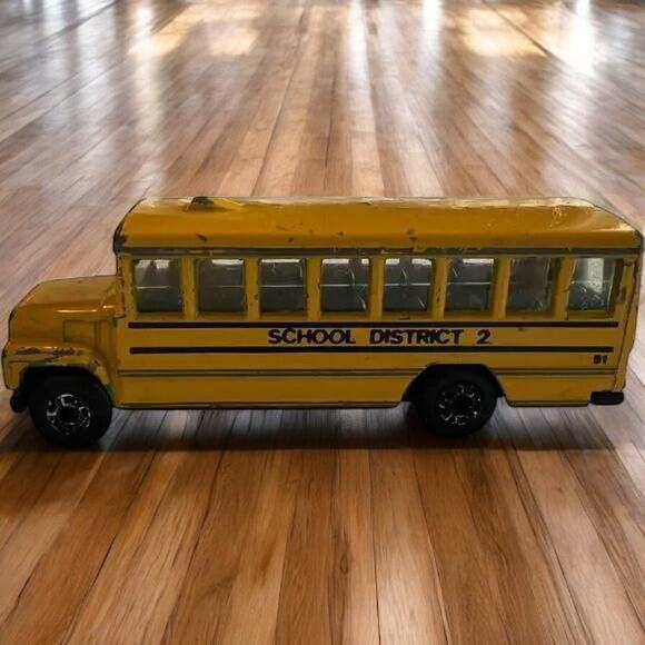 Vintage Matchbox School Bus District 2 Die-Cast Yellow Emergency Exit 1980s - Picture 1 of 8